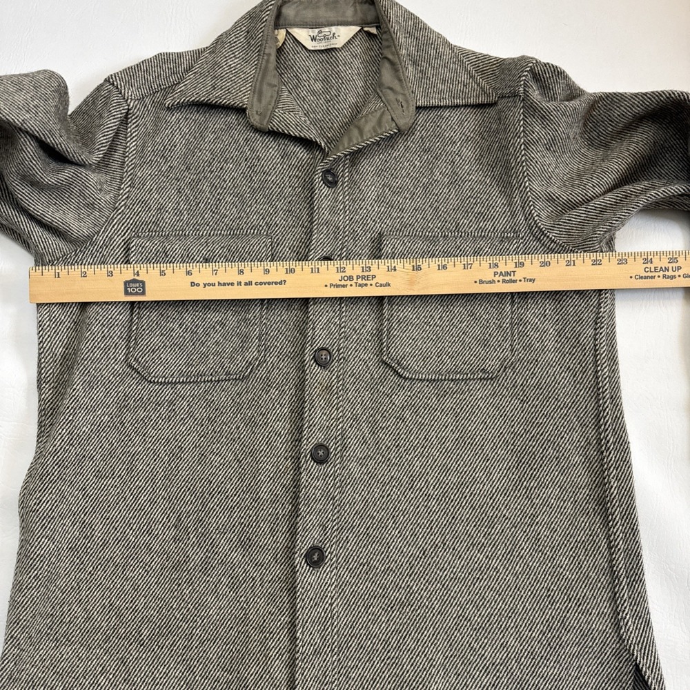 Vtg Woolrich Shirt Jacket Mens Lg Gray Herringbone Wool Blend Shacket USA Made - Picture 5 of 7